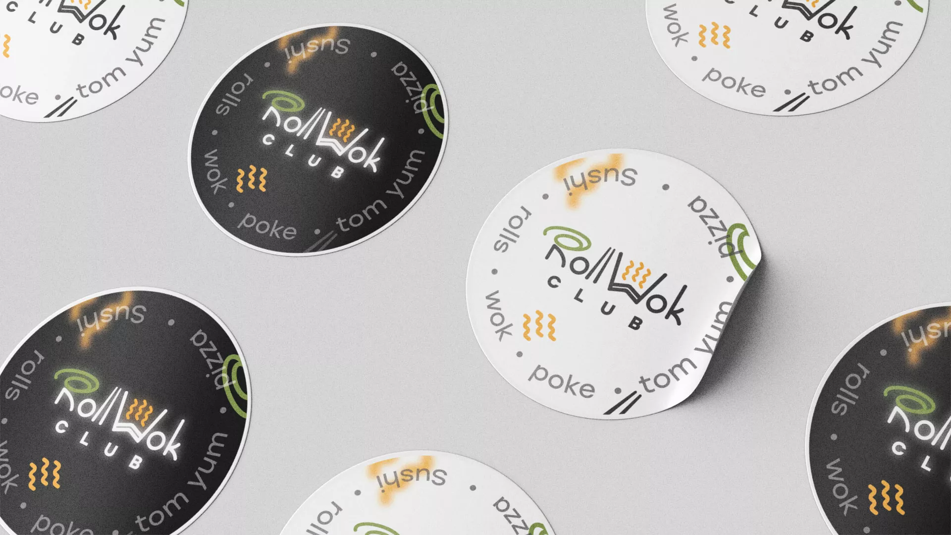 Разработка наклеек для суши-бара «Roll Wok Club» в Курчатове